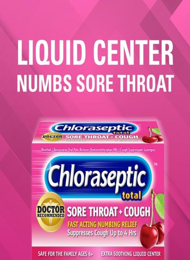 Chloraseptic Sore Throat Lozenges + Cough, Wild Cherry, 15 ct (Pack of 6) - Image 2